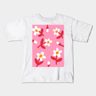 Pink Floral Pattern Kids T-Shirt
